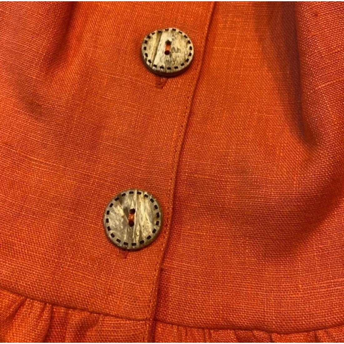 Soludos Womens Orange 100% Linen Button Front Pocket Sundress Size M New — image 6 of 8